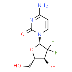 ChemSpider 2D Image | 4-Amino-1-(2-deoxy-2,2-difluoro-beta-L-erythro-pentofuranosyl)-2(1H)-pyrimidinone | C9H11F2N3O4