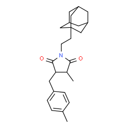 ChemSpider 2D Image | 1-[2-(Adamantan-1-yl)ethyl]-3-methyl-4-(4-methylbenzyl)-2,5-pyrrolidinedione | C25H33NO2