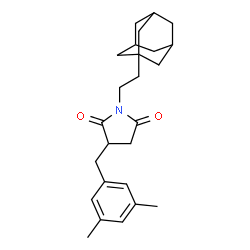 ChemSpider 2D Image | 1-[2-(Adamantan-1-yl)ethyl]-3-(3,5-dimethylbenzyl)-2,5-pyrrolidinedione | C25H33NO2