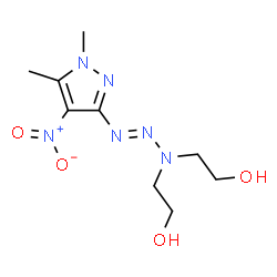 ChemSpider 2D Image | 2,2'-[(1E)-1-(1,5-Dimethyl-4-nitro-1H-pyrazol-3-yl)-1-triazene-3,3-diyl]diethanol | C9H16N6O4