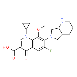 ChemSpider 2D Image | 1-cyclopropyl-6-fluoro-8-methoxy-7-(octahydro-6H-pyrrolo[3,4-b]pyridin-6-yl)-4-oxo-1,4-dihydroquinoline-3-carboxylic acid | C21H24FN3O4