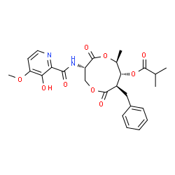 ChemSpider 2D Image | (3S,6S,7R,8R)-8-Benzyl-3-(3-hydroxy-4-methoxypicolinamido)-6-methyl-4,9-dioxo-1,5-dioxonan-7-yl isobutyrate | C26H30N2O9