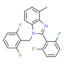 ChemSpider 2D Image | 1-(2,6-Difluorobenzyl)-2-(2,6-difluorophenyl)-4-methyl-1H-benzimidazole | C21H14F4N2
