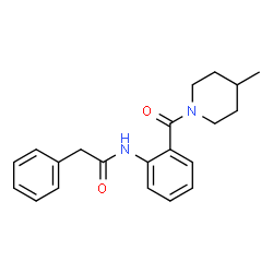 ChemSpider 2D Image | N-{2-[(4-Methyl-1-piperidinyl)carbonyl]phenyl}-2-phenylacetamide | C21H24N2O2