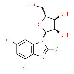 ChemSpider 2D Image | 2,4,6-Trichloro-1-Î²-D-ribofuranosyl-1H-benzimidazole | C12H11Cl3N2O4