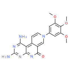 ChemSpider 2D Image | 1,3-Diamino-8-(3,4,5-trimethoxyphenyl)pyrimido[4,5-c][2,7]naphthyridin-6(8H)-one | C19H18N6O4