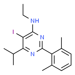 ChemSpider 2D Image | 2-(2,6-Dimethylphenyl)-N-ethyl-5-iodo-6-isopropyl-4-pyrimidinamine | C17H22IN3