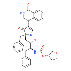 ChemSpider 2D Image | {1-BENZYL-3-[2-BENZYL-3-OXO-4-(1-OXO-1,2,3,4-TETRAHYDRO- ISOQUINOLIN-4-YL)-2,3-DIHYDRO-1H-PYRROL-2-YL]-2- HYDROXY-PROPYL}-CARBAMIC ACID TETRAHYDRO-FURAN-3-YL ESTER | C35H37N3O6