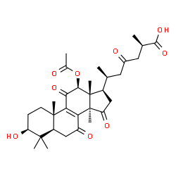 ChemSpider 2D Image | (3beta,12beta,20S,25R)-12-Acetoxy-3-hydroxy-7,11,15,23-tetraoxolanost-8-en-26-oic acid | C32H44O9