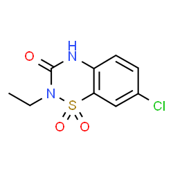 ChemSpider 2D Image | 7-Chloro-2-ethyl-2H-1,2,4-benzothiadiazin-3(4H)-one 1,1-dioxide | C9H9ClN2O3S