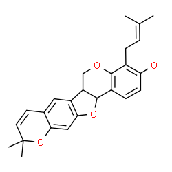 ChemSpider 2D Image | 10,10-Dimethyl-4-(3-methyl-2-buten-1-yl)-6a,13a-dihydro-6H,10H-chromeno[6',7':4,5]furo[3,2-c]chromen-3-ol | C25H26O4