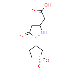 ChemSpider 2D Image | [1-(1,1-dioxidotetrahydrothien-3-yl)-5-oxo-2,5-dihydro-1H-pyrazol-3-yl]acetic acid | C9H12N2O5S