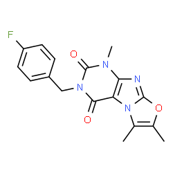 ChemSpider 2D Image | 3-(4-Fluorobenzyl)-1,6,7-trimethyl[1,3]oxazolo[2,3-f]purine-2,4(1H,3H)-dione | C17H15FN4O3