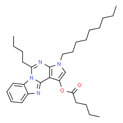 ChemSpider 2D Image | 5-Butyl-3-nonyl-3H-pyrrolo[2',3':4,5]pyrimido[1,6-a]benzimidazol-1-yl valerate | C30H42N4O2