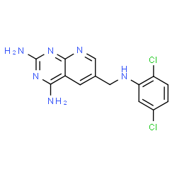 ChemSpider 2D Image | 6-{[(2,5-Dichlorophenyl)amino]methyl}pyrido[2,3-d]pyrimidine-2,4-diamine | C14H12Cl2N6
