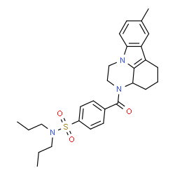 ChemSpider 2D Image | 4-[(8-Methyl-1,2,3a,4,5,6-hexahydro-3H-pyrazino[3,2,1-jk]carbazol-3-yl)carbonyl]-N,N-dipropylbenzenesulfonamide | C28H35N3O3S