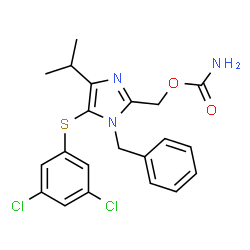 ChemSpider 2D Image | {1-Benzyl-5-[(3,5-dichlorophenyl)sulfanyl]-4-isopropyl-1H-imidazol-2-yl}methyl carbamate | C21H21Cl2N3O2S