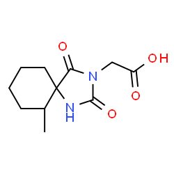 ChemSpider 2D Image | (6-Methyl-2,4-dioxo-1,3-diazaspiro[4.5]dec-3-yl)acetic acid | C11H16N2O4