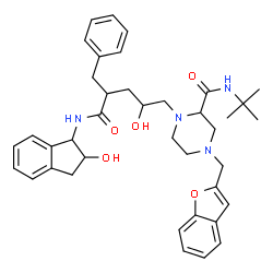 ChemSpider 2D Image | 4-(1-Benzofuran-2-ylmethyl)-1-{4-benzyl-2-hydroxy-5-[(2-hydroxy-2,3-dihydro-1H-inden-1-yl)amino]-5-oxopentyl}-N-(2-methyl-2-propanyl)-2-piperazinecarboxamide | C39H48N4O5
