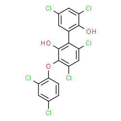 ChemSpider 2D Image | 3',4,5',6-Tetrachloro-3-(2,4-dichlorophenoxy)-2,2'-biphenyldiol | C18H8Cl6O3