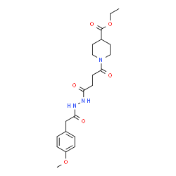 ChemSpider 2D Image | Ethyl 1-(4-{2-[(4-methoxyphenyl)acetyl]hydrazino}-4-oxobutanoyl)-4-piperidinecarboxylate | C21H29N3O6
