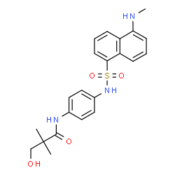 ChemSpider 2D Image | 3-Hydroxy-2,2-dimethyl-N-[4-({[5-(methylamino)-1-naphthyl]sulfonyl}amino)phenyl]propanamide | C22H25N3O4S