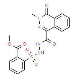 ChemSpider 2D Image | Methyl 2-({2-[(3-methyl-4-oxo-3,4-dihydro-1-phthalazinyl)carbonyl]hydrazino}sulfonyl)benzoate | C18H16N4O6S