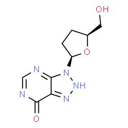 ChemSpider 2D Image | 3-[(2R,5S)-5-(Hydroxymethyl)tetrahydro-2-furanyl]-2,3-dihydro-7H-[1,2,3]triazolo[4,5-d]pyrimidin-7-one | C9H11N5O3