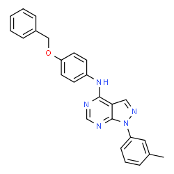 ChemSpider 2D Image | N-[4-(Benzyloxy)phenyl]-1-(3-methylphenyl)-1H-pyrazolo[3,4-d]pyrimidin-4-amine | C25H21N5O