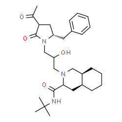 ChemSpider 2D Image | (4aS,8aS)-2-{3-[(5R)-3-Acetyl-5-benzyl-2-oxo-1-pyrrolidinyl]-2-hydroxypropyl}-N-(2-methyl-2-propanyl)decahydro-3-isoquinolinecarboxamide | C30H45N3O4