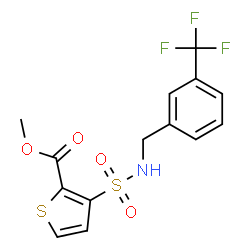 ChemSpider 2D Image | Methyl 3-{[3-(trifluoromethyl)benzyl]sulfamoyl}-2-thiophenecarboxylate | C14H12F3NO4S2