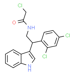 ChemSpider 2D Image | 2-Chloro-N-[2-(2,4-dichlorophenyl)-2-(1H-indol-3-yl)ethyl]acetamide | C18H15Cl3N2O