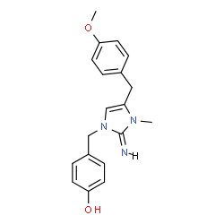 ChemSpider 2D Image | 4-{[(2Z)-2-Imino-4-(4-methoxybenzyl)-3-methyl-2,3-dihydro-1H-imidazol-1-yl]methyl}phenol | C19H21N3O2