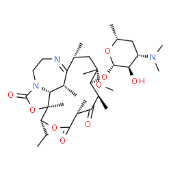 ChemSpider 2D Image | (2R,4R,5R,6R,8R,11R,12S,19R,20R)-11-Ethyl-4-methoxy-2,4,6,8,12,19-hexamethyl-7,9,14-trioxo-10,13-dioxa-15,18-diazatricyclo[10.6.2.0~15,20~]icos-1(18)-en-5-yl 3,4,6-trideoxy-3-(dimethylamino)-beta-D-xy
lo-hexopyranoside | C33H55N3O9