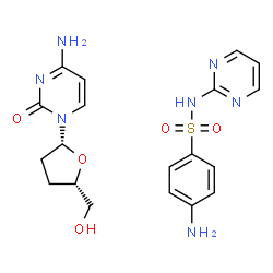 ChemSpider 2D Image | 4-Amino-N-(2-pyrimidinyl)benzenesulfonamide - 4-amino-1-[(2R,5S)-5-(hydroxymethyl)tetrahydro-2-furanyl]-2(1H)-pyrimidinone (1:1) | C19H23N7O5S