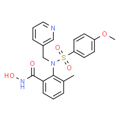 ChemSpider 2D Image | N-Hydroxy-2-{[(4-methoxyphenyl)sulfonyl](3-pyridinylmethyl)amino}-3-methylbenzamide | C21H21N3O5S