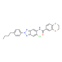 ChemSpider 2D Image | N-[2-(4-Butylphenyl)-6-chloro-2H-benzotriazol-5-yl]-2,3-dihydro-1,4-benzodioxine-6-carboxamide | C25H23ClN4O3
