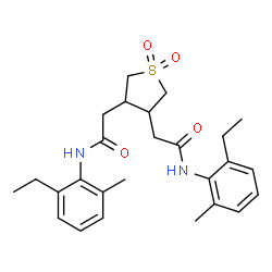 ChemSpider 2D Image | 2,2'-(1,1-Dioxidotetrahydrothiene-3,4-diyl)bis[N-(2-ethyl-6-methylphenyl)acetamide] | C26H34N2O4S