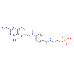 ChemSpider 2D Image | {3-[(4-{[(2,4-Diamino-6-pteridinyl)methyl](methyl)amino}benzoyl)amino]propyl}phosphonic acid | C18H23N8O4P