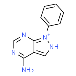 ChemSpider 2D Image | 4-Amino-1-phenyl-2H-pyrazolo[3,4-d]pyrimidin-1-ium | C11H10N5