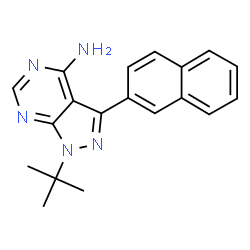 ChemSpider 2D Image | 1-Tert-Butyl-3-Naphthalen-2-Yl-1h-Pyrazolo[3,4-D]pyrimidin-4-Amine | C19H19N5