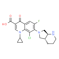 ChemSpider 2D Image | 8-Chloro-1-cyclopropyl-6-fluoro-7-[(4aR,7aS)-octahydro-6H-pyrrolo[3,4-b]pyridin-6-yl]-4-oxo-1,4-dihydro-3-quinolinecarboxylic acid | C20H21ClFN3O3
