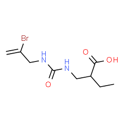 ChemSpider 2D Image | 2-({[(2-Bromo-2-propen-1-yl)carbamoyl]amino}methyl)butanoic acid | C9H15BrN2O3