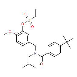 ChemSpider 2D Image | 5-({Isobutyl[4-(2-methyl-2-propanyl)benzoyl]amino}methyl)-2-methoxyphenyl ethanesulfonate | C25H35NO5S