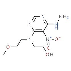 ChemSpider 2D Image | 2-[(6-Hydrazino-5-nitro-4-pyrimidinyl)(2-methoxyethyl)amino]ethanol | C9H16N6O4