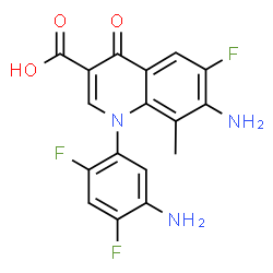 ChemSpider 2D Image | 7-Amino-1-(5-amino-2,4-difluorophenyl)-6-fluoro-8-methyl-4-oxo-1,4-dihydro-3-quinolinecarboxylic acid | C17H12F3N3O3