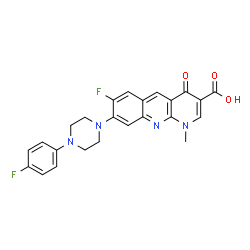 ChemSpider 2D Image | 7-Fluoro-8-[4-(4-fluorophenyl)-1-piperazinyl]-1-methyl-4-oxo-1,4-dihydrobenzo[b][1,8]naphthyridine-3-carboxylic acid | C24H20F2N4O3