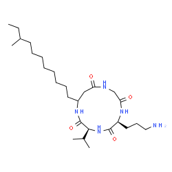 ChemSpider 2D Image | (3S,6S)-6-(3-Aminopropyl)-3-isopropyl-13-(9-methylundecyl)-1,4,7,10-tetraazacyclotridecane-2,5,8,11-tetrone | C27H51N5O4