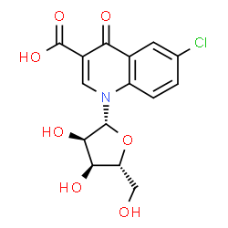 ChemSpider 2D Image | 6-chloro-1,4-dihydro-4-oxo-1-(beta-D-ribofuranosyl)quinoline-3-carboxylic acid | C15H14ClNO7
