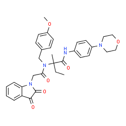 ChemSpider 2D Image | 2-(2-(2,3-dioxoindolin-1-yl)-N-(4-methoxybenzyl)acetamido)-2-methyl-N-(4-morpholinophenyl)butanamide | C33H36N4O6